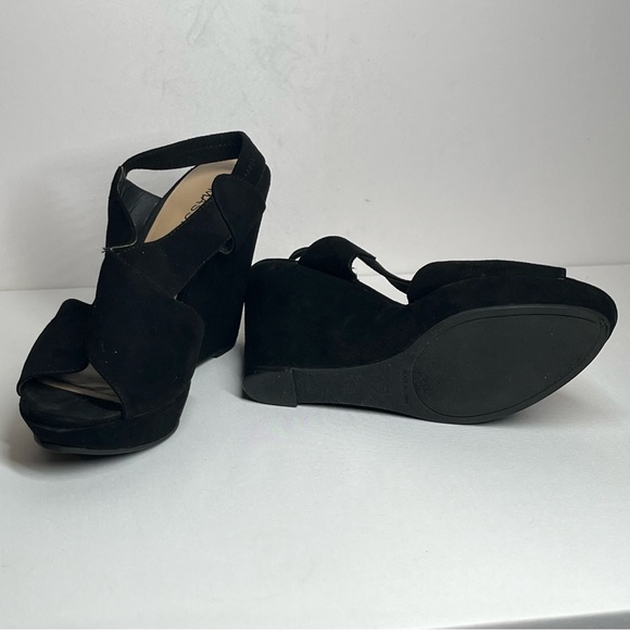 MASSINI BLACK WEDGE SANDALS SIZE 11 - Picture 2 of 11
